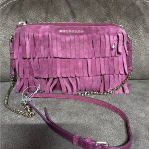 Burberry Peyton Fringe Suede Crossbody Bag